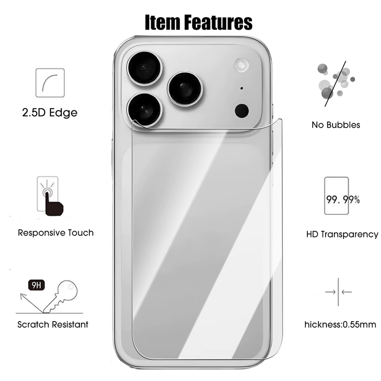 17PM Verre trempé pour Iphone 17 Air 16 15 14 plus Pro Max 17Air 17Pro Protecteur arrière 9H Film d'objectif d'appareil photo pour Iphone17 Iphone16