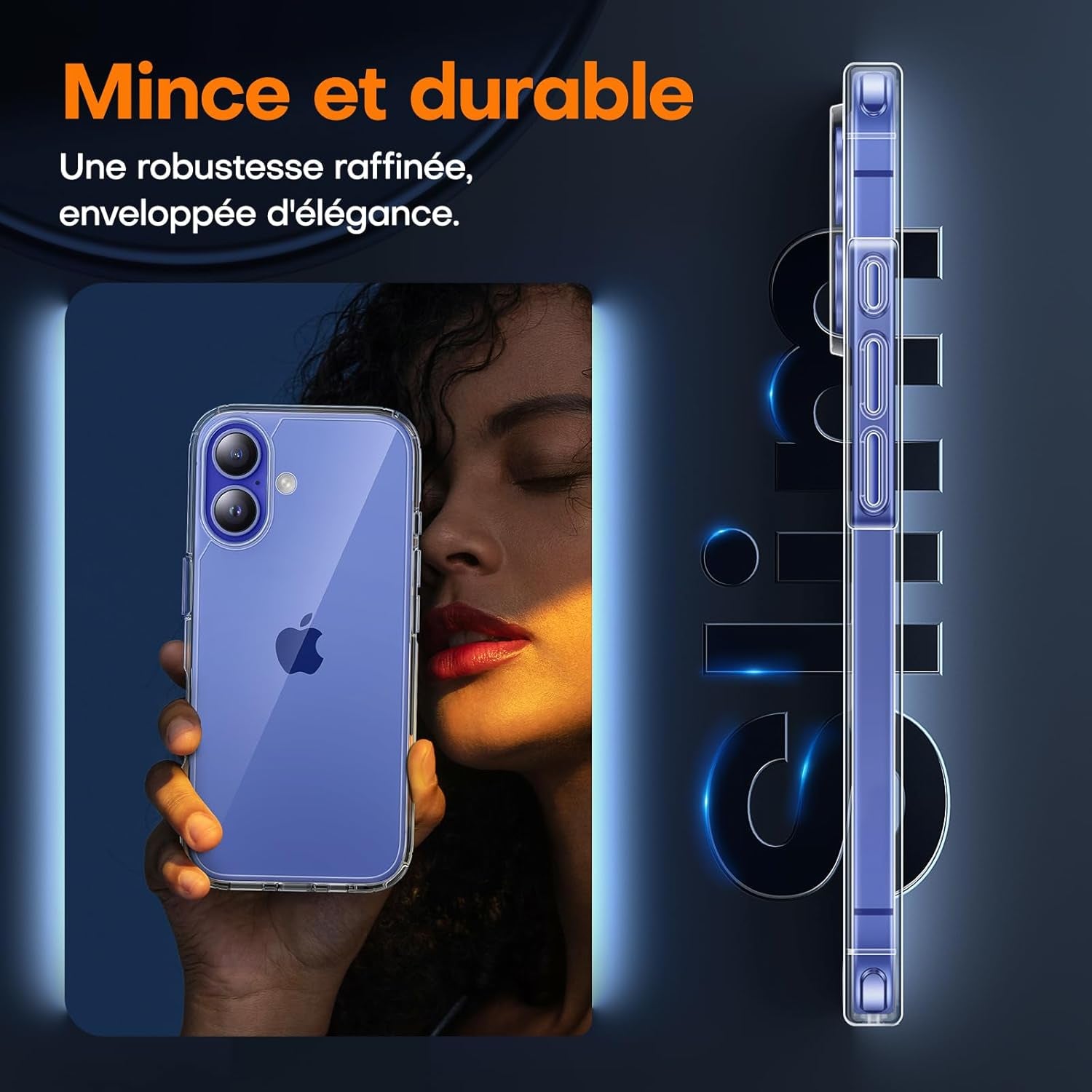 Coque Pour Iphone 16 Avec Protection D'Écran En Verre Trempé, Protection Militaire,Coque Bumper Transparente Antichoc - Transparent