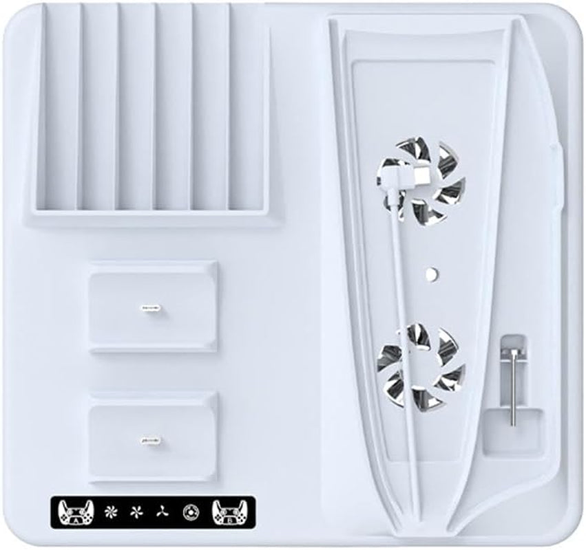 Station De Refroidissement Pour PS5 Slim Console, Avec Double Station De Charge Pour Manettes PS5 Avec 6 Emplacements Pour Disques De Jeu, 2 Crochet