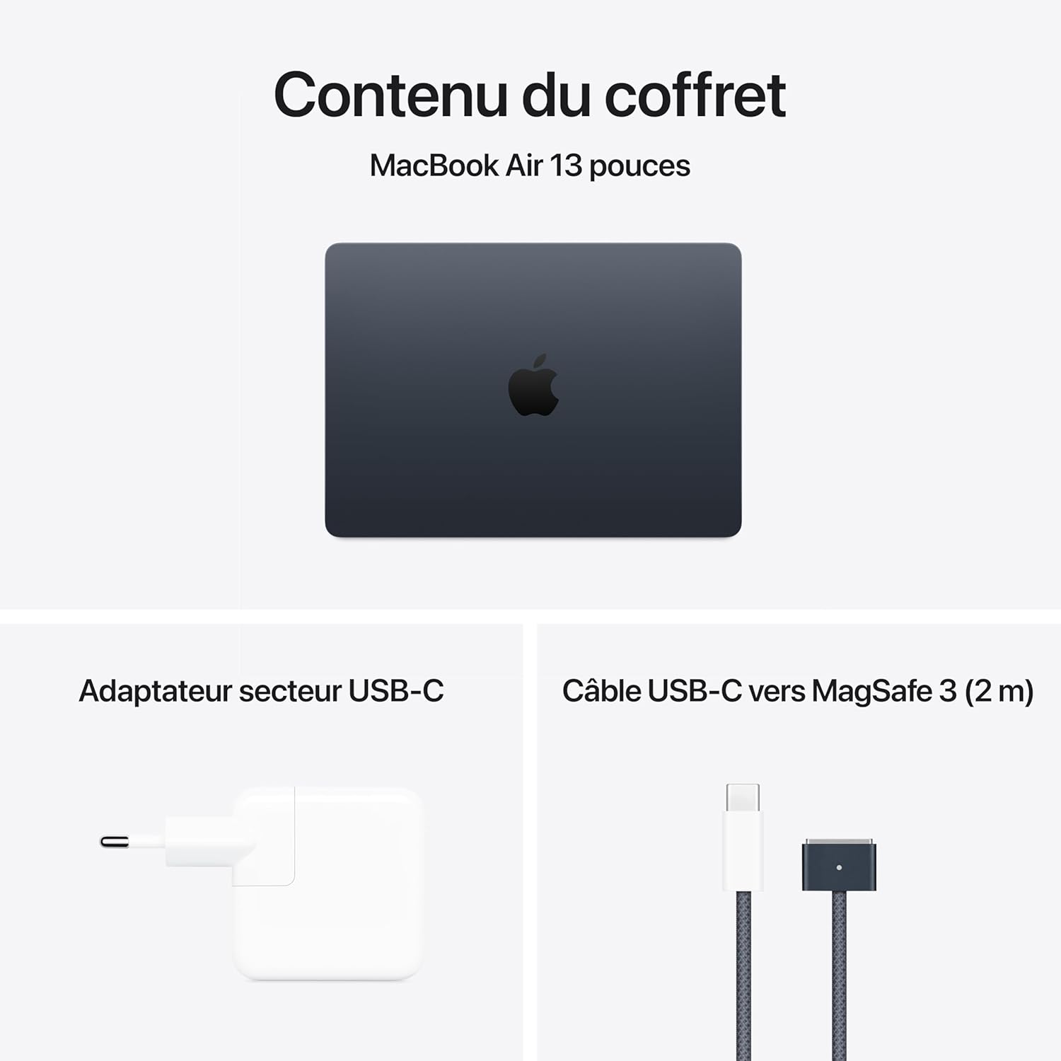 Macbook Air 13 Pouces Ordinateur Portable Avec Puce M4 : Conçu Pour  Intelligence, Écran Liquid Retina De 13,6 Pouces, Mémoire Unifiée De 16 Go, Stockage SSD De 256 Go, Touch ID ; Minuit