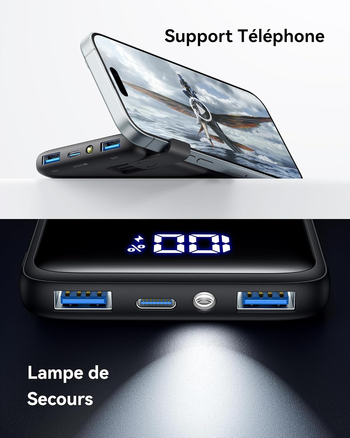 Batterie Externe, 22.5W 10000Mah Power Bank, Batterie Portable USB C Input & Output PD3.0 QC4.0 Charge Rapide Powerbank Compatible Avec Iphone 16 15 14 13 12 Pro Max plus Samsung Ipad Pro Etc