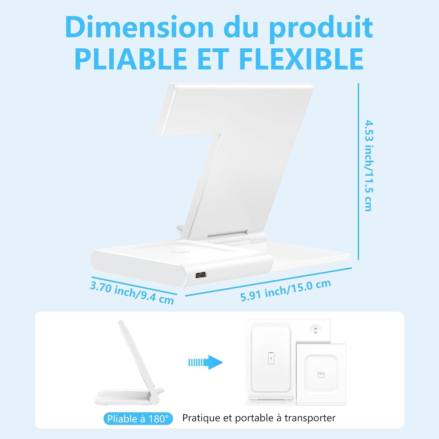 Station De Charge Sans Fil 3 En 1 Pour Iphone 16/15/14/13/12/11 Pro/Max/Plus, Chargeur Rapide À Induction Pour Apple Watch Ultra/10/9/8/7/6/Se/5/4, Support De Charge Pour Airpods 2/3/4/Pro/Pro 2