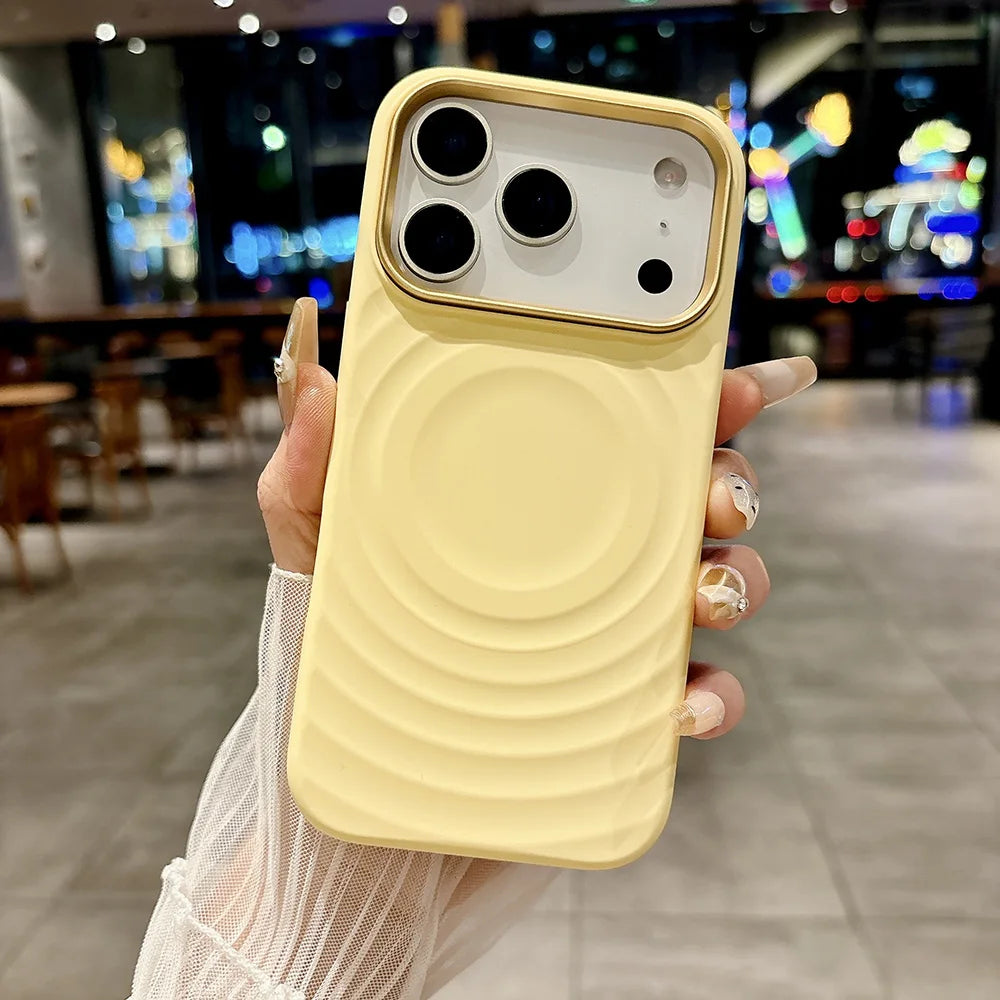 Pour Magsafe Coque en Silicone Liquide pour iPhone 17 Pro Max 15 16 Pro Max 17 Air Ripple Water Microfibre Doublure Magnétique