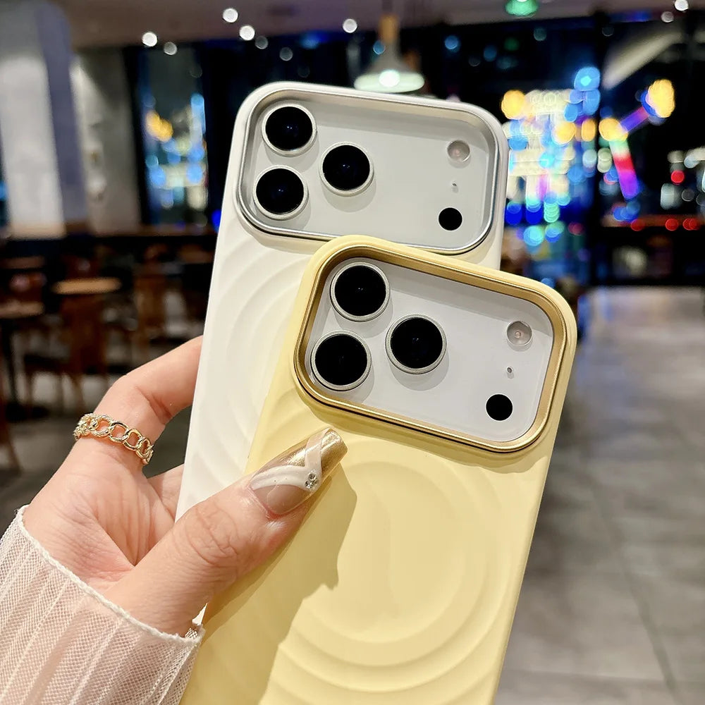 Pour Magsafe Coque en Silicone Liquide pour iPhone 17 Pro Max 15 16 Pro Max 17 Air Ripple Water Microfibre Doublure Magnétique