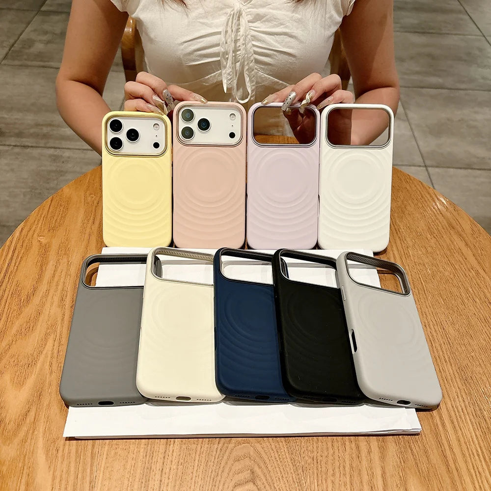 Pour Magsafe Coque en Silicone Liquide pour iPhone 17 Pro Max 15 16 Pro Max 17 Air Ripple Water Microfibre Doublure Magnétique