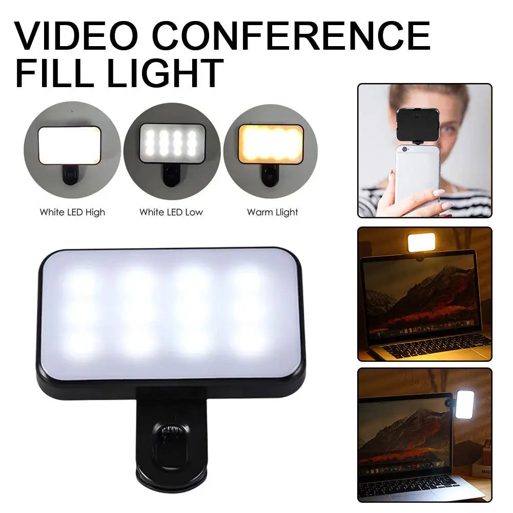 Pocket LED Selfie Light for Iphone Ipad Mobile Phone Laptop Clip Flash Fill Video Photo Ringlight Photography Lamp