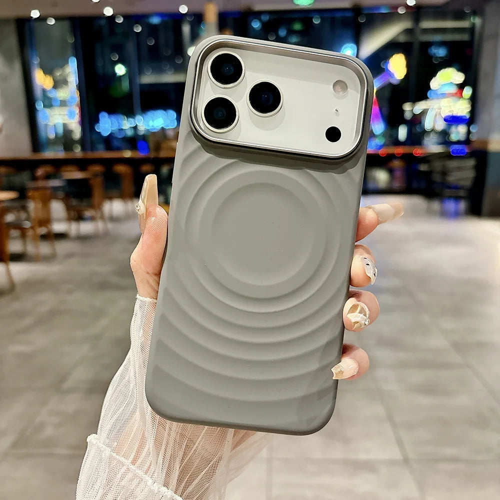 Pour Magsafe Coque en Silicone Liquide pour iPhone 17 Pro Max 15 16 Pro Max 17 Air Ripple Water Microfibre Doublure Magnétique
