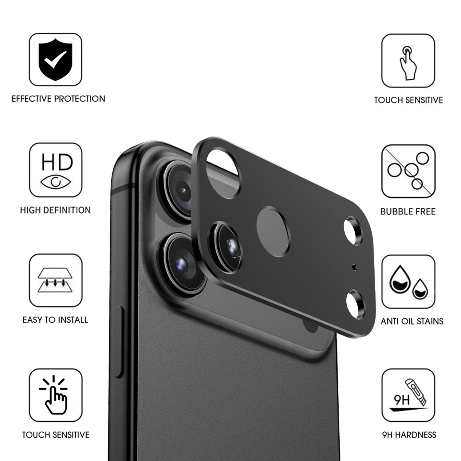 Housse d'objectif d'appareil photo en alliage d'aluminium en métal pour Iphone 17/17 Pro/17 Air/17 Promax Dureté Anti-rayures Autocollants d'appareil photo antichoc