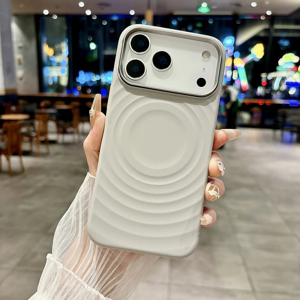 Pour Magsafe Coque en Silicone Liquide pour iPhone 17 Pro Max 15 16 Pro Max 17 Air Ripple Water Microfibre Doublure Magnétique