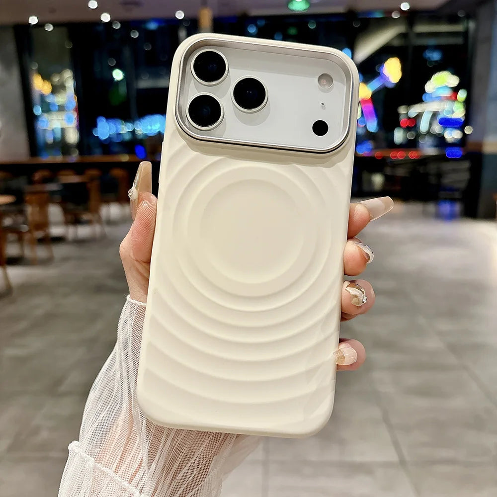 Pour Magsafe Coque en Silicone Liquide pour iPhone 17 Pro Max 15 16 Pro Max 17 Air Ripple Water Microfibre Doublure Magnétique