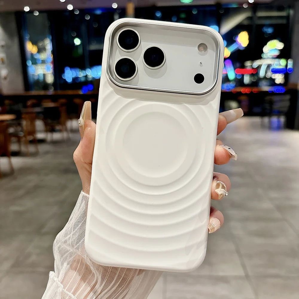 Pour Magsafe Coque en Silicone Liquide pour iPhone 17 Pro Max 15 16 Pro Max 17 Air Ripple Water Microfibre Doublure Magnétique