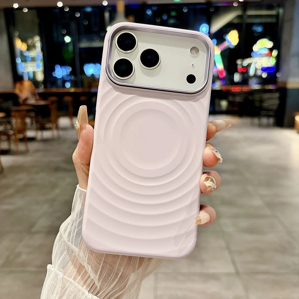 Pour Magsafe Coque en Silicone Liquide pour iPhone 17 Pro Max 15 16 Pro Max 17 Air Ripple Water Microfibre Doublure Magnétique