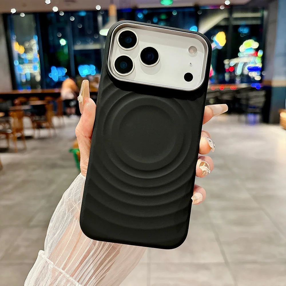 Pour Magsafe Coque en Silicone Liquide pour iPhone 17 Pro Max 15 16 Pro Max 17 Air Ripple Water Microfibre Doublure Magnétique