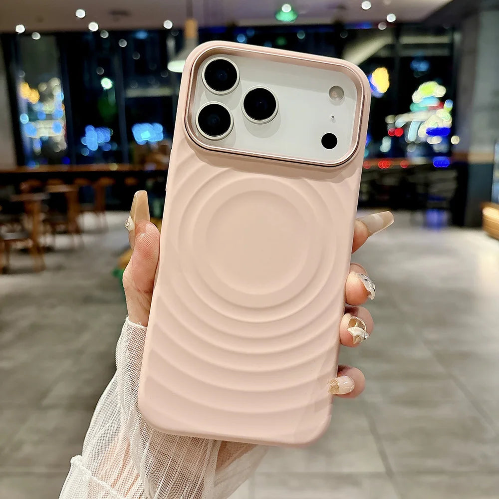 Pour Magsafe Coque en Silicone Liquide pour iPhone 17 Pro Max 15 16 Pro Max 17 Air Ripple Water Microfibre Doublure Magnétique