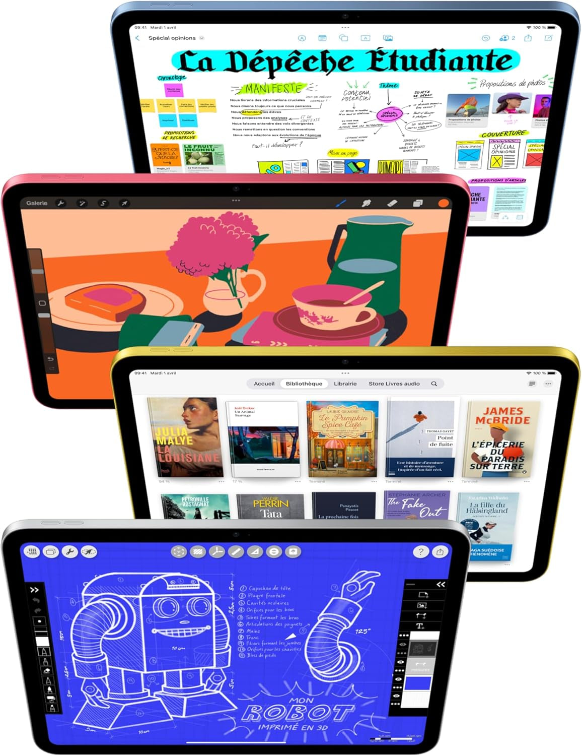 Ipad Avec Puce A16 : Écran Liquid Retina 11 Pouces, 128 Go, Wi-Fi 6, Caméras Avant/Arrière 12 Mpx, Touch ID, Autonomie D’Une Journée – Argent