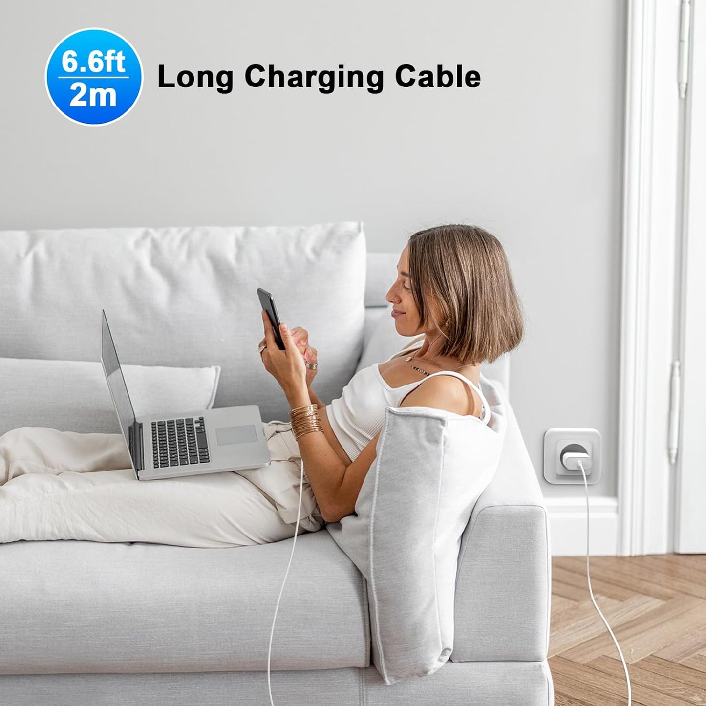 Chargeur Rapide Iphone 11 12 13 14,4Pack [Certifié Apple Mfi ] Chargeur De 20W Adaptateur Avec 2M USB-C De Données Lightning Cordon De Charge Compatible Avec Iphone 14 13 12 11 Pro Max XS XR X