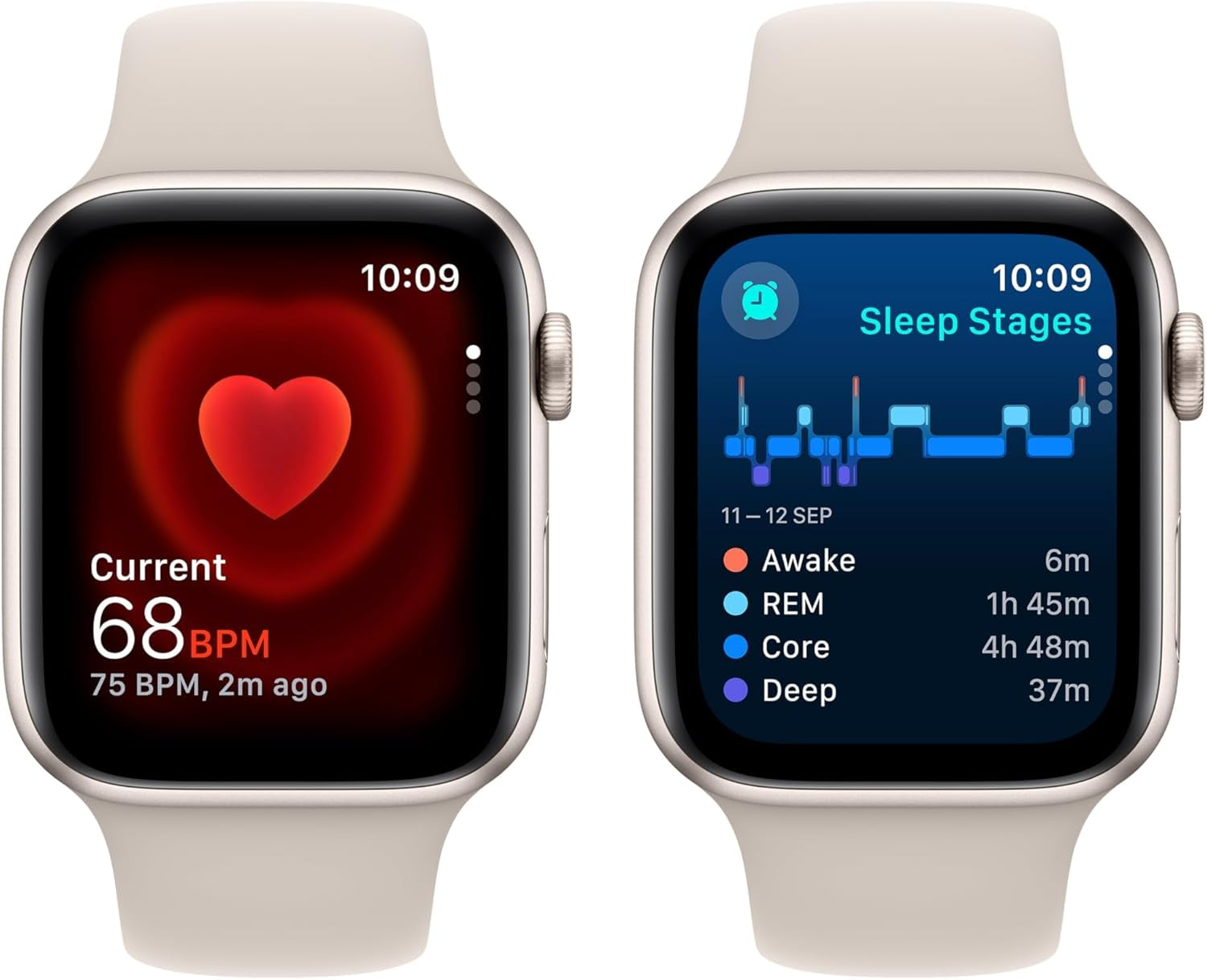 Watch SE (2E Génération, 2023) [GPS 40 Mm] Montre Intelligente Avec Boîtier En Aluminium Starlight Avec Bracelet Sport Starlight S/M, Suivi De Fitness Et De Sommeil, Détection D'Accident,