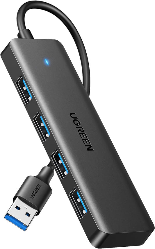 Hub USB 3.0 4 Data Ports Ultra Fin Multiport Type a 5Gbps Haute Vitesse Compatible Avec Macbook Imac Surface XPS PC Ordinateur Portable Disque Dur Clavier Souris (15Cm)