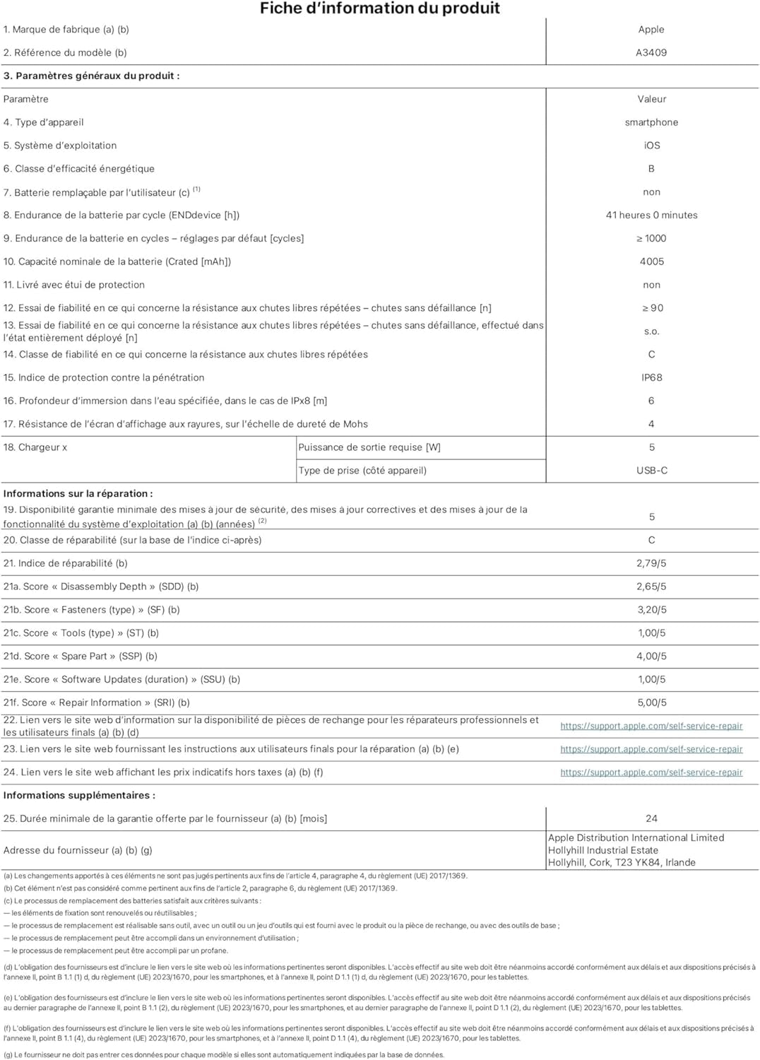 Iphone 16E 128 Go : Conçu Pour  Intelligence, Puce A18, Autonomie De Taille, Caméra Fusion 48 Mpx, Écran Super Retina XDR De 6,1 Pouces; Noir