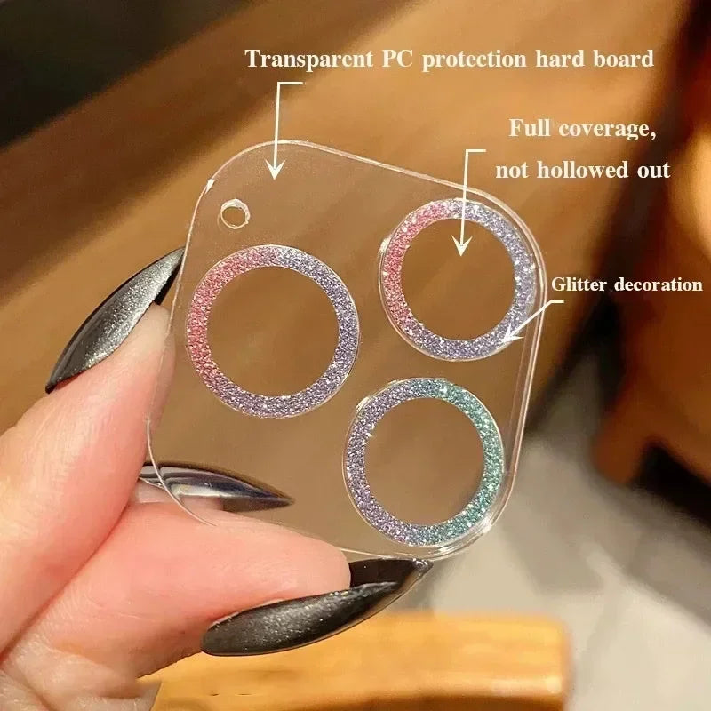 Étui de protection d'objectif d'appareil photo transparent Bling Glitter Diamond pour Iphone 15 14 13 12 17 16 Pro Max Mini plus 16Pro 15Pro 16Promax
