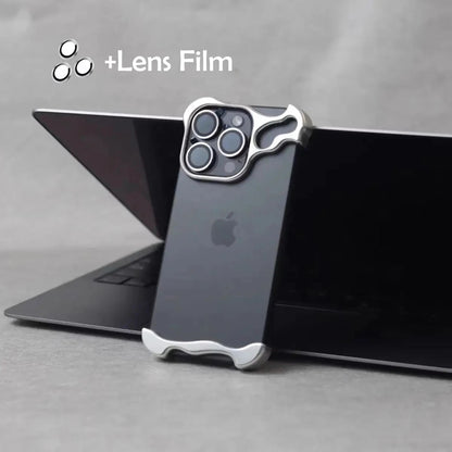 Coque de téléphone pare-chocs en alliage d'aluminium irrégulier de luxe pour Iphone 12 13 14 15 16 17 Pro Max 17Air Lens Film Protection Metal Cover