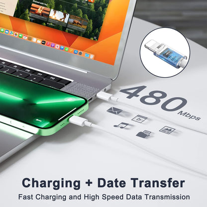 Chargeur Rapide Iphone 11 12 13 14,4Pack [Certifié Apple Mfi ] Chargeur De 20W Adaptateur Avec 2M USB-C De Données Lightning Cordon De Charge Compatible Avec Iphone 14 13 12 11 Pro Max XS XR X
